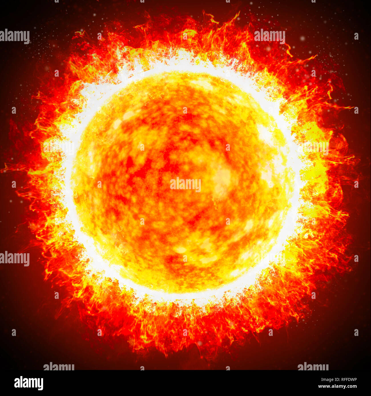 Sole e stelle vicino. Solari è un improvviso flash di luminosità aumentata sulla Sun. potente flares. Coronale di espulsione di massa Foto Stock