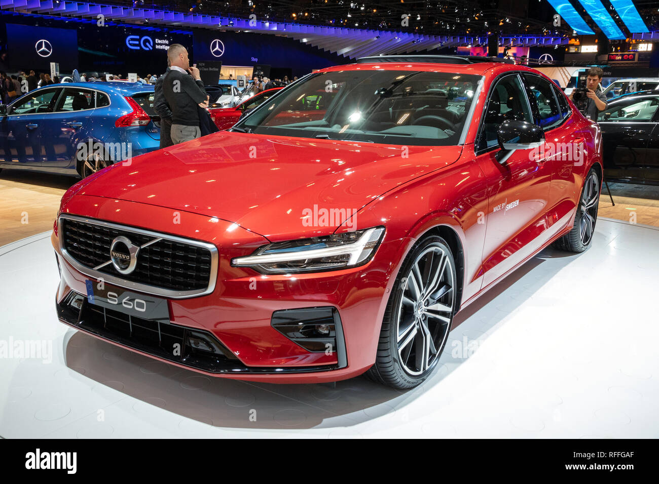 Bruxelles - Jan 18, 2019: nuova Volvo S60 auto presentati presso il Bruxelles Motor Show 2019 Autosalon. Foto Stock