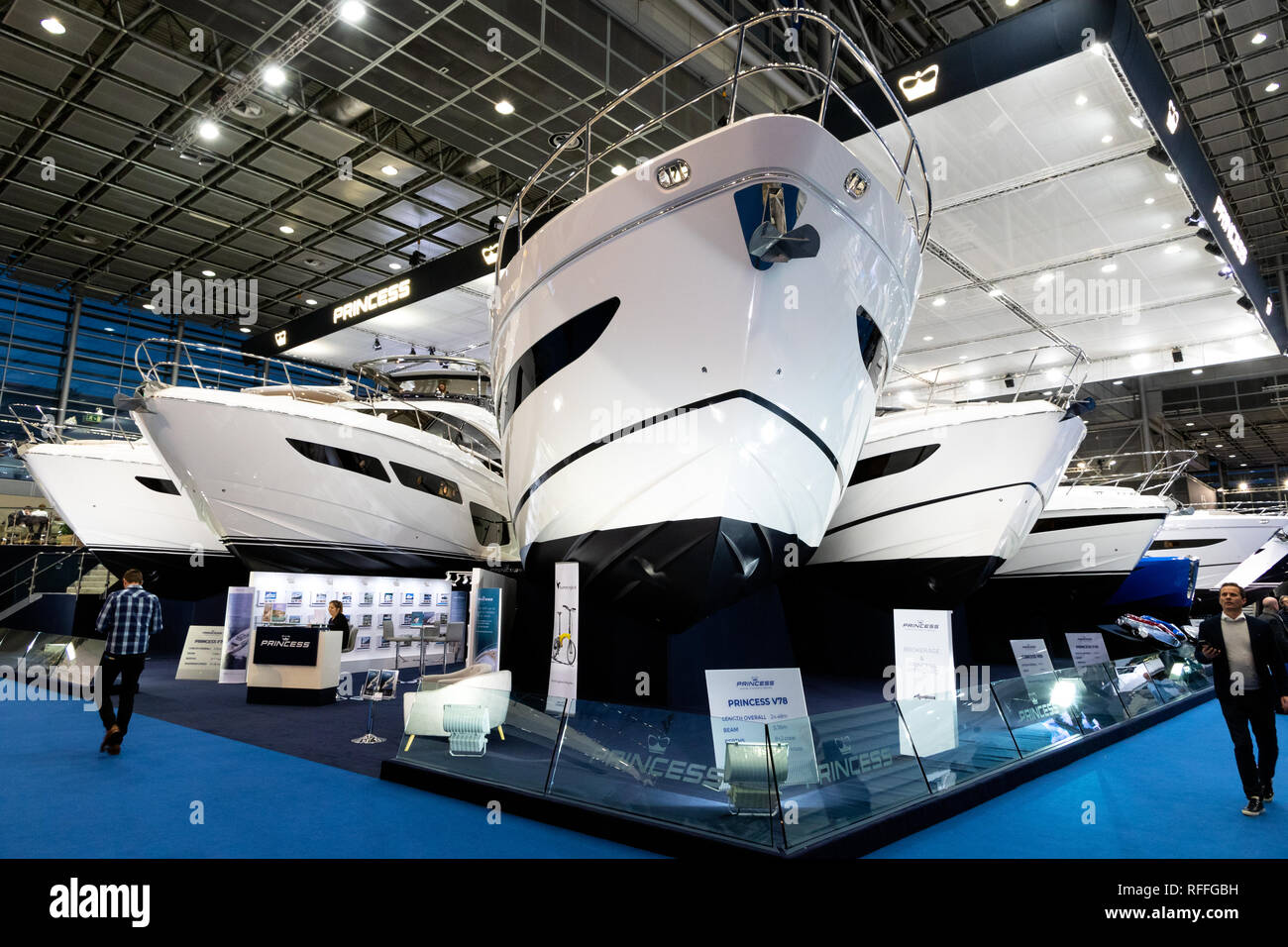 DUSSELDORF, Germania - 21 GEN 2019: Princess luxury yachts presentate durante il Boot Dusseldorf International Boat Show 2019. Foto Stock