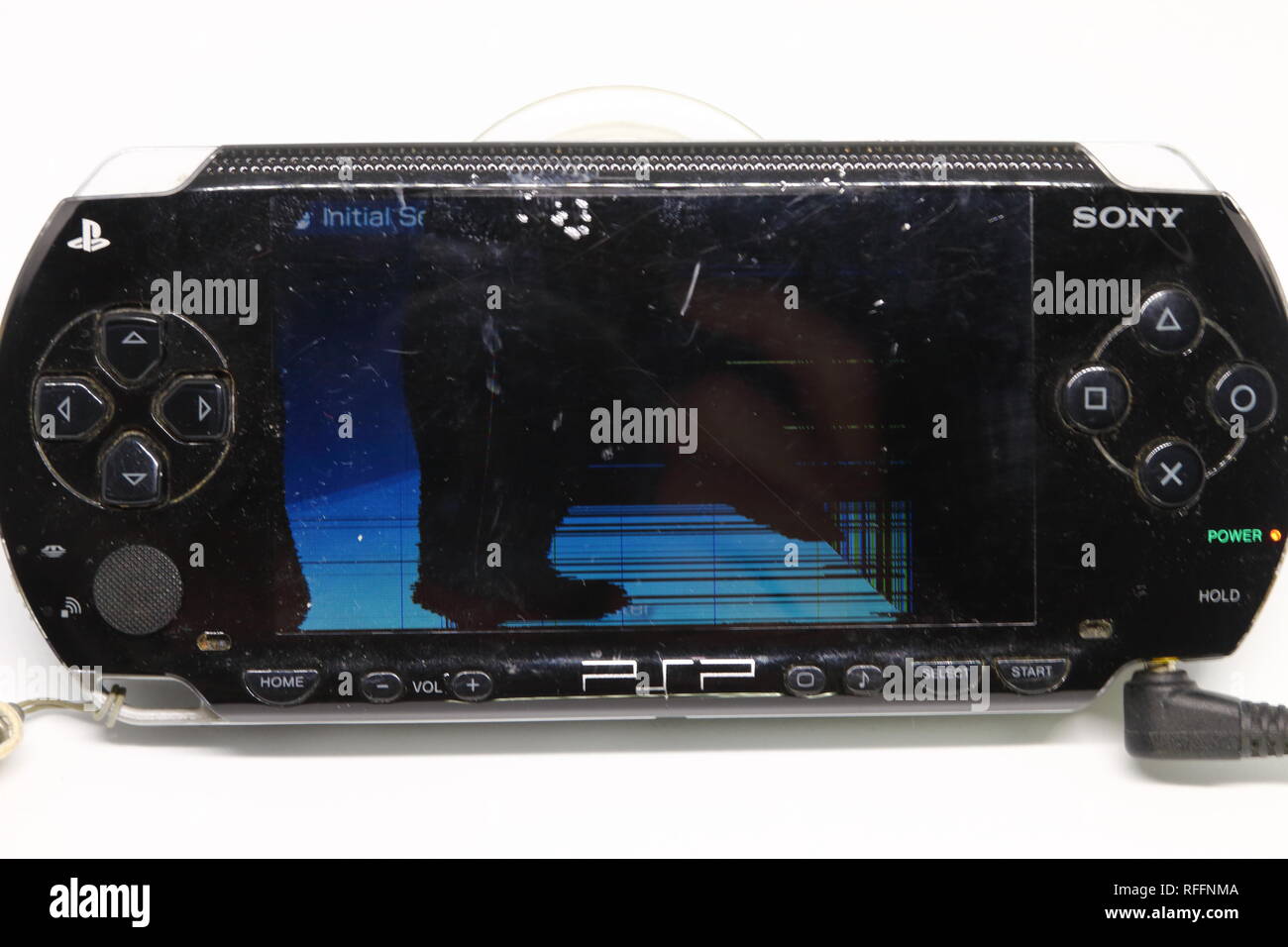 La tecnologia Rotta, un schermo danneggiato Foto Stock