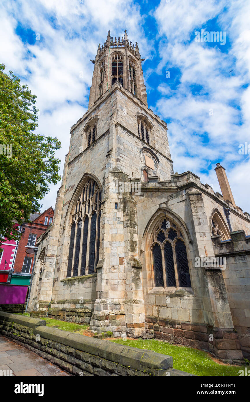 York, England, Regno Unito: Chiesa di Tutti i Santi tower Foto Stock