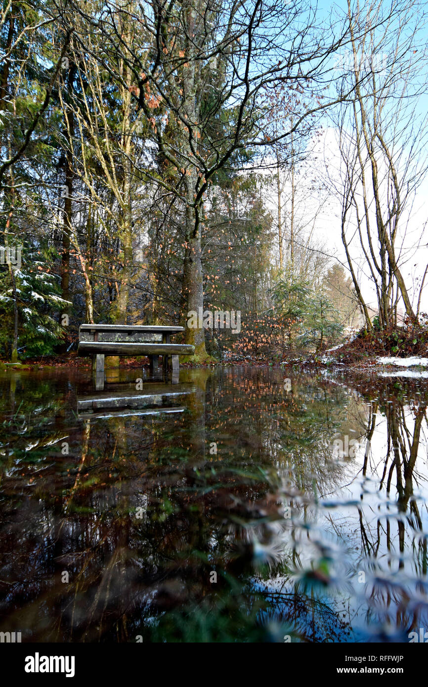 Luogo di riposo, in Germania, in Renania Palatinato, Hunsrueck, snowmelt Foto Stock