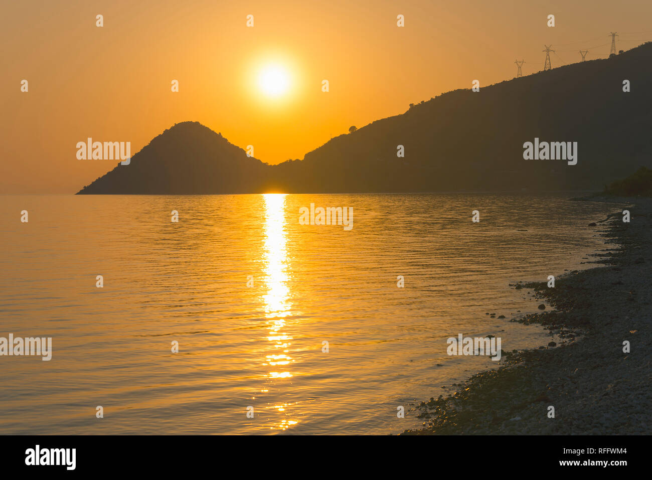 Tramonto, Spiaggia di Sagiaga, Grecia Foto Stock
