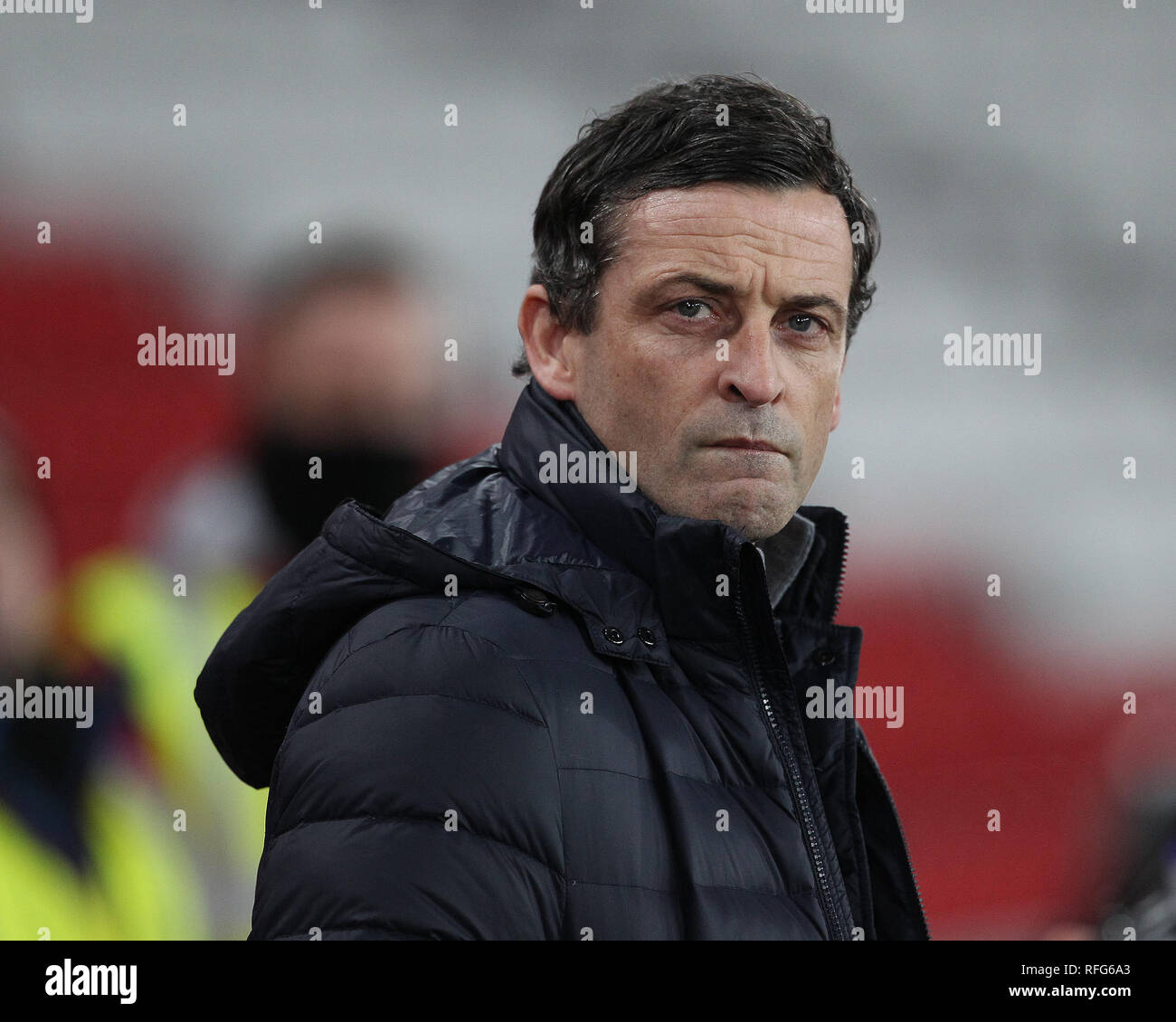 SUNDERLAND, UK 22ND GENNAIO Sunderland manager Ross Jack durante il Trofeo Checkatrade trimestre partita finale tra Sunderland e Manchester City sotto 23s presso lo stadio di luce, Sunderland martedì 22 gennaio 2019. (Credit: Mark Fletcher | MI News & Sport Ltd) ©MI News & Sport Ltd Foto Stock