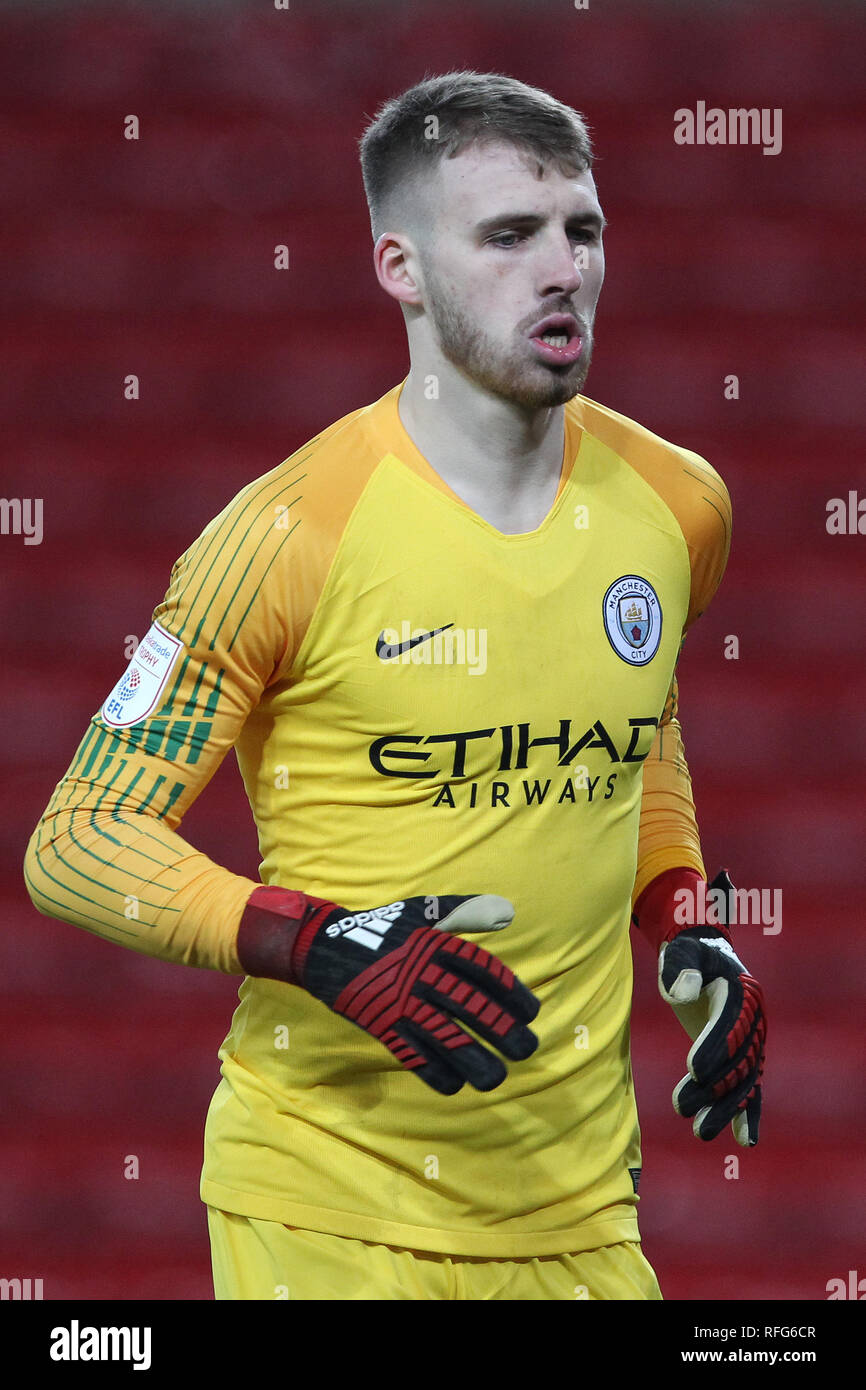 SUNDERLAND, UK 22ND GENNAIO Daniel Grimshaw del Manchester City durante il Trofeo Checkatrade trimestre partita finale tra Sunderland e Manchester City sotto 23s presso lo stadio di luce, Sunderland martedì 22 gennaio 2019. (Credit: Mark Fletcher | MI News & Sport Ltd) ©MI News & Sport Ltd Foto Stock