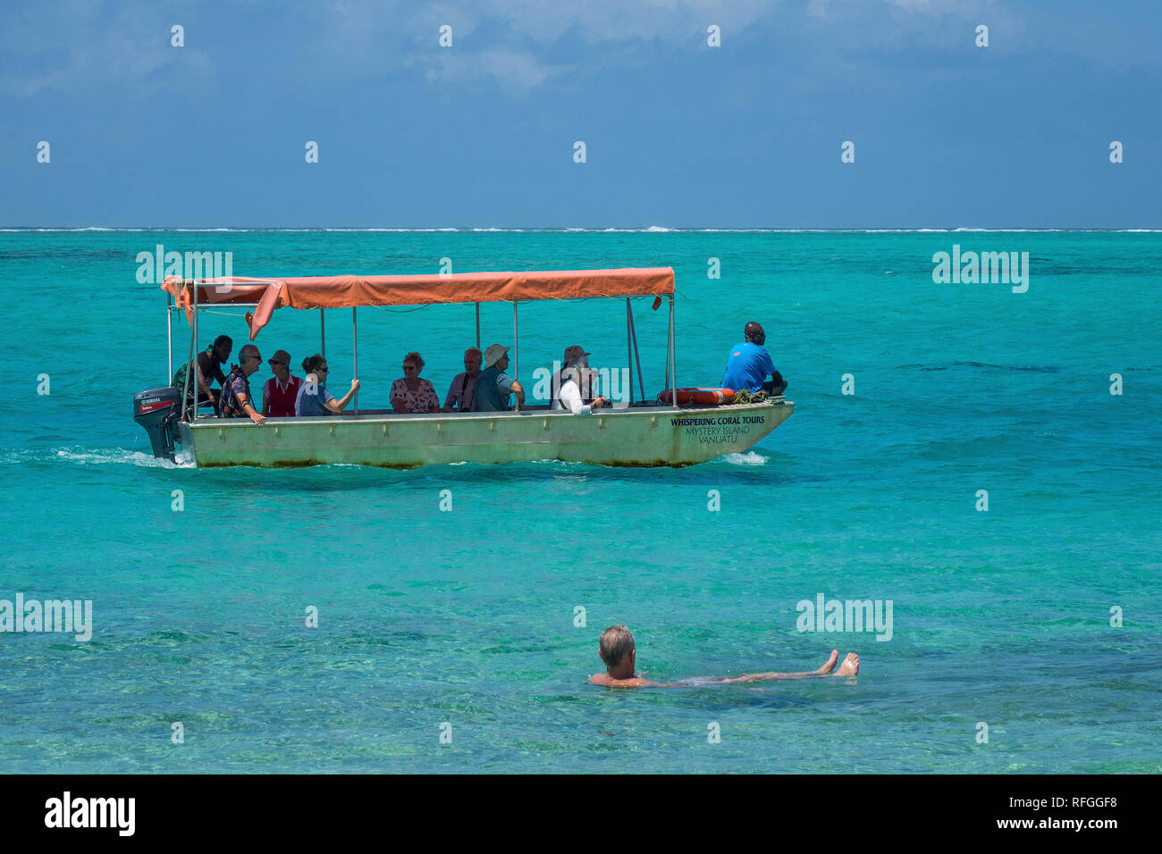 Vanuatu, Aneityum isola, Mistero isola, tour in barca & nuotatore Foto Stock