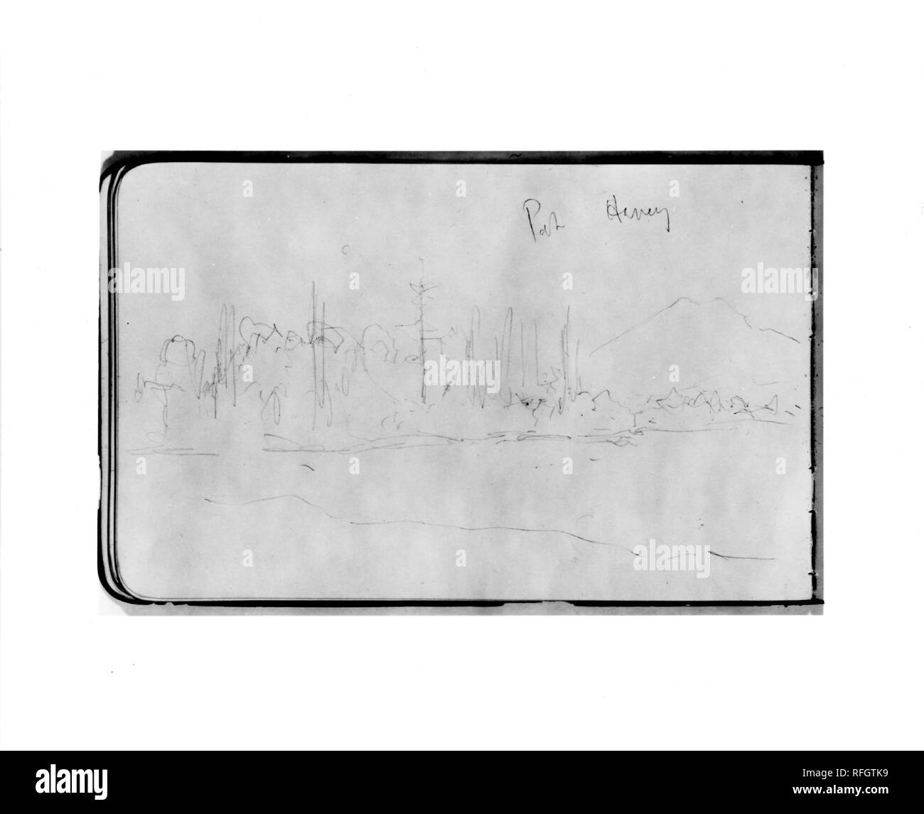 Porto Havey (?) (da Sketchbook). Artista: Albert Bierstadt (American, Solingen 1830-1902 New York). Dimensioni: 4 3/4 x 7 3/4 in. (12,1 x 19,7 cm). Data: 1890. Museo: Metropolitan Museum of Art di New York, Stati Uniti d'America. Foto Stock