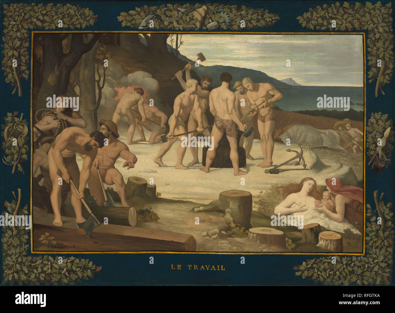 Lavoro. Data: c. 1863. Dimensioni: complessivo: 108,5 x 148 cm (42 11/16 x 58 1/4 in.). Medium: olio su tela. Museo: National Gallery of Art di Washington DC. Autore: Pierre Puvis de Chavannes. Foto Stock