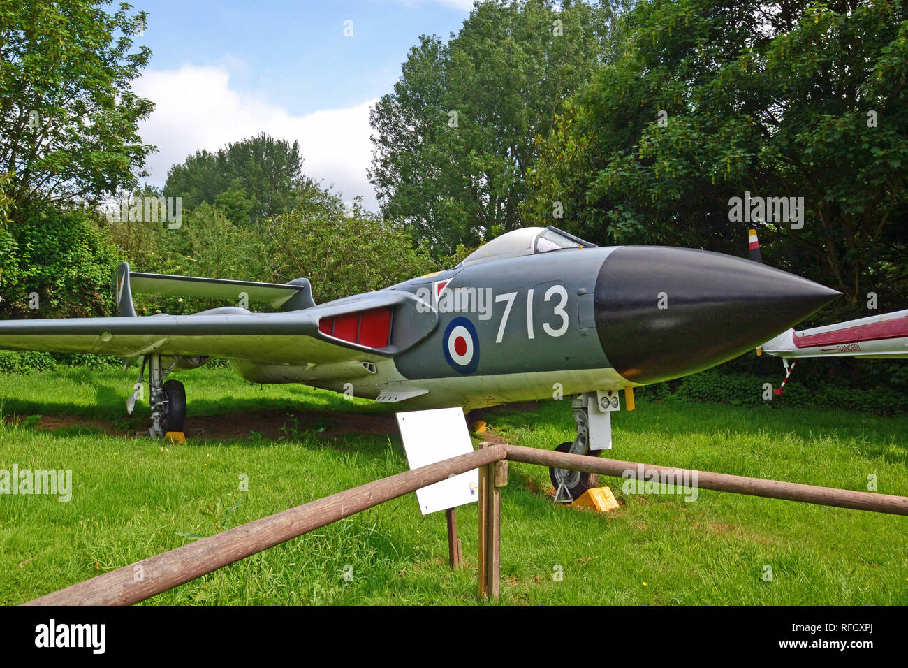 Mare DeHavilland Vixen.1958. Norfolk & Suffolk Aviation Museum, Flixton, Suffolk, Regno Unito. Un precedente prototipo si rompeva durante una dimostrazione pilota (morto) Foto Stock