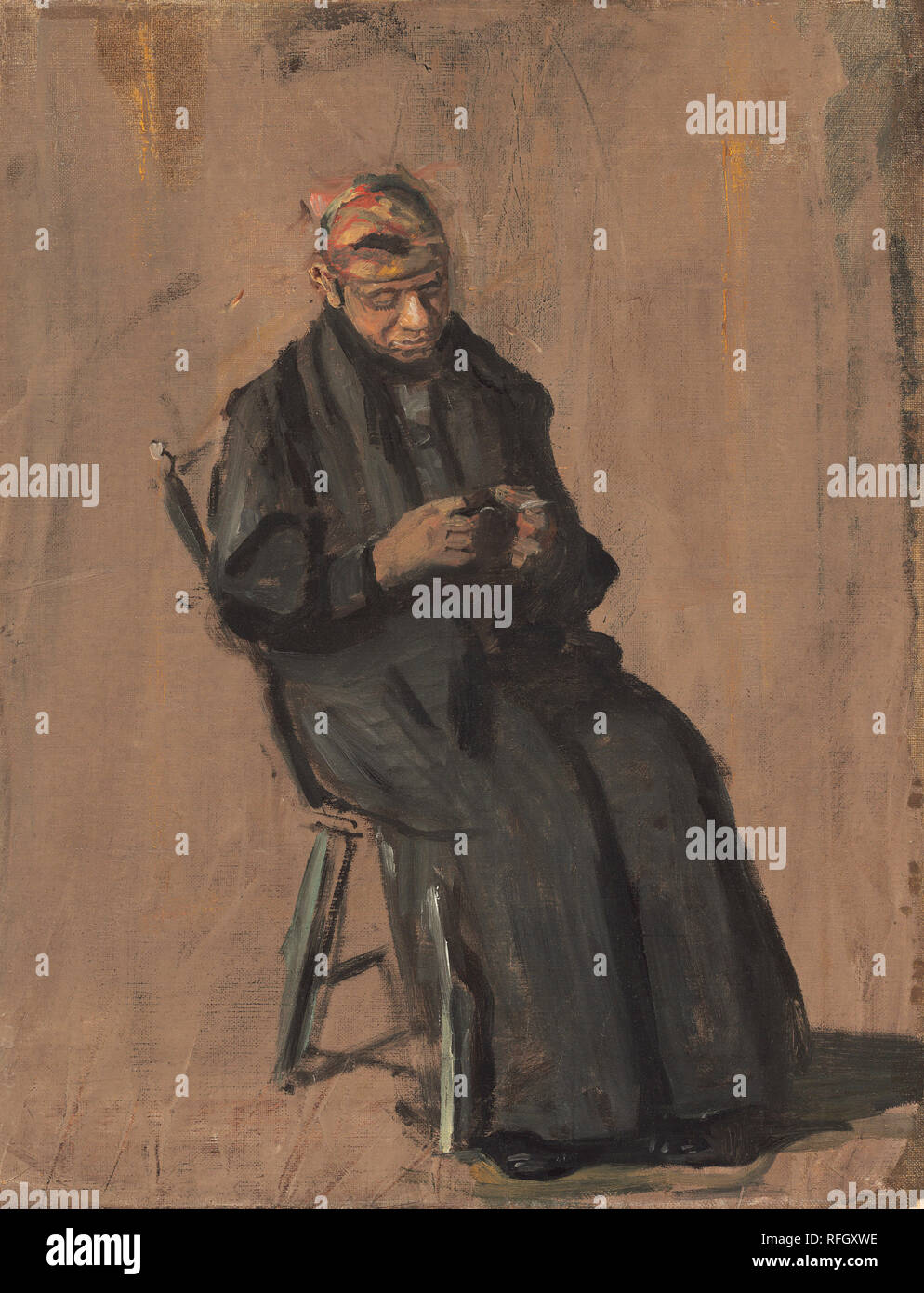 L'accompagnatore. Data: c. 1908. Dimensioni: complessivo: 46,3 x 36,2 cm (18 1/4 x 14 1/4 in.) incorniciato: 63,5 x 53,3 x 8,3 cm (25 x 21 x 3 1/4 in.). Medium: olio su tela. Museo: National Gallery of Art di Washington DC. Autore: Thomas Eakins. Foto Stock