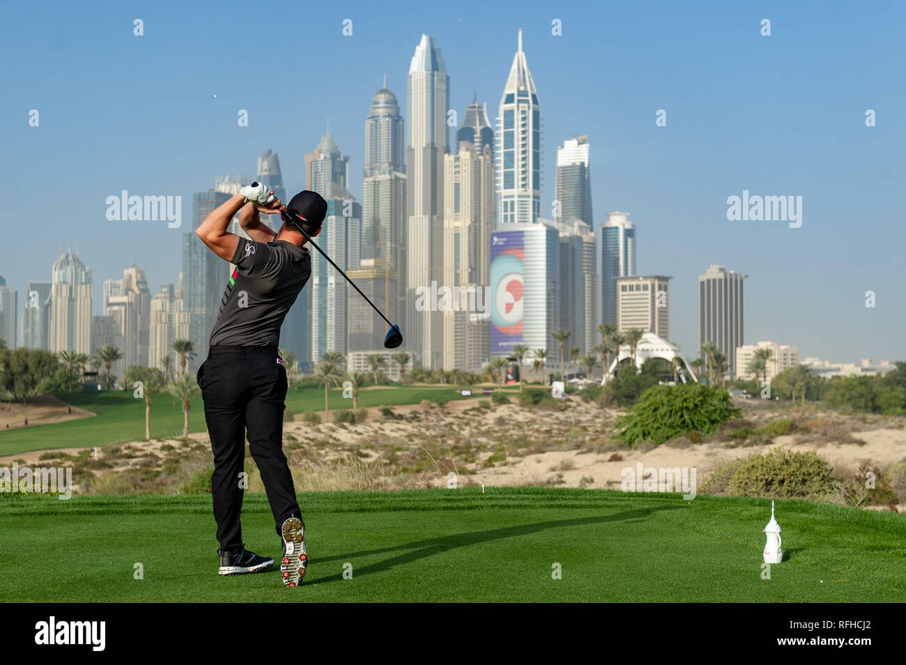 Dubai, EAU. Il 26 gennaio 2019. L'Omega Dubai Desert Classic 2019 presso l'Emirates Golf Club, Dubai, UAE il 26 gennaio 2019. Foto di concedere l'inverno. Credit: UK Sports Pics Ltd/Alamy Live News Foto Stock