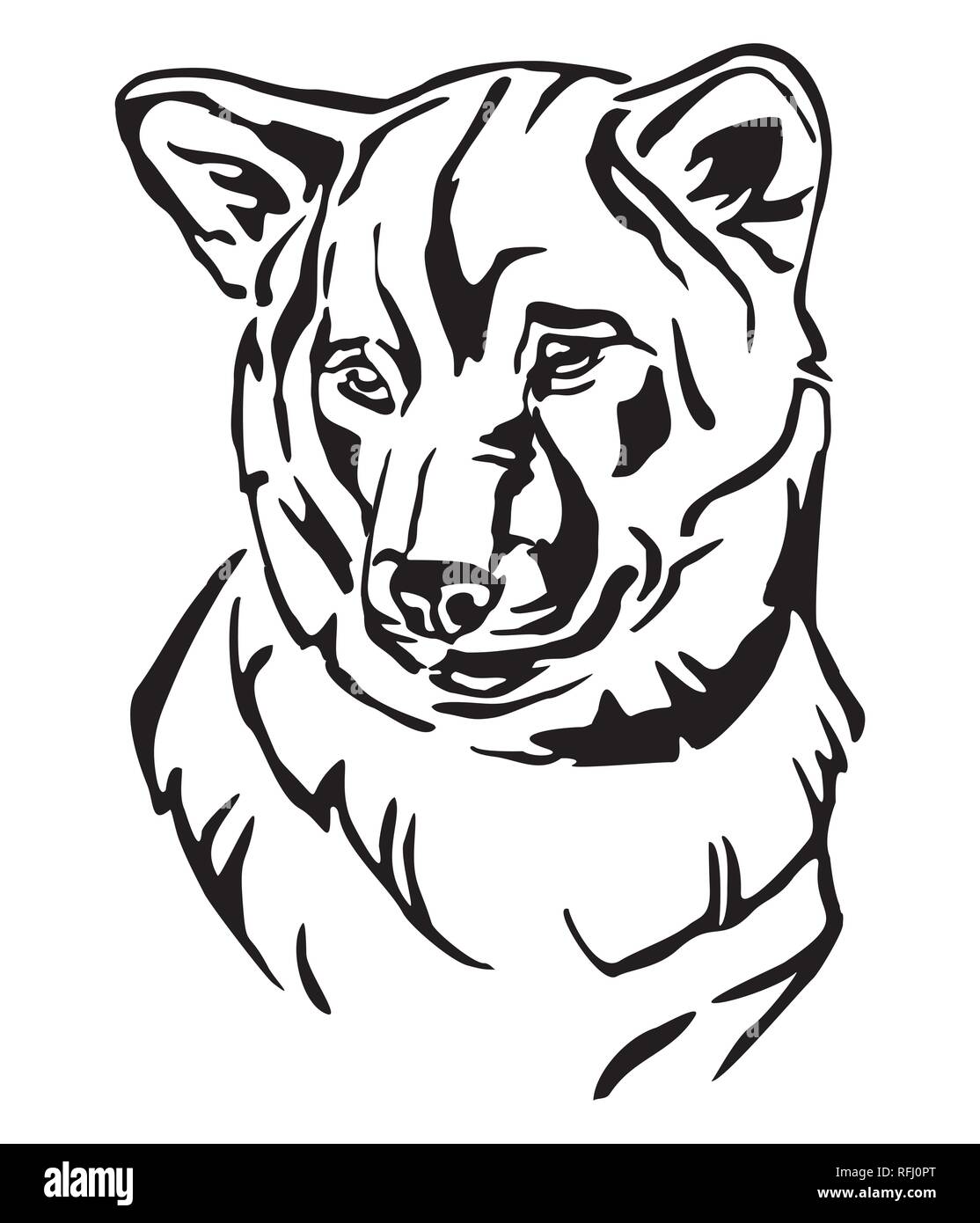 Profilo decorativo ritratto di cane Shiba Inu, illustrazione vettoriale in colore nero isolato su sfondo bianco. Immagine per design e tatuaggio. Illustrazione Vettoriale