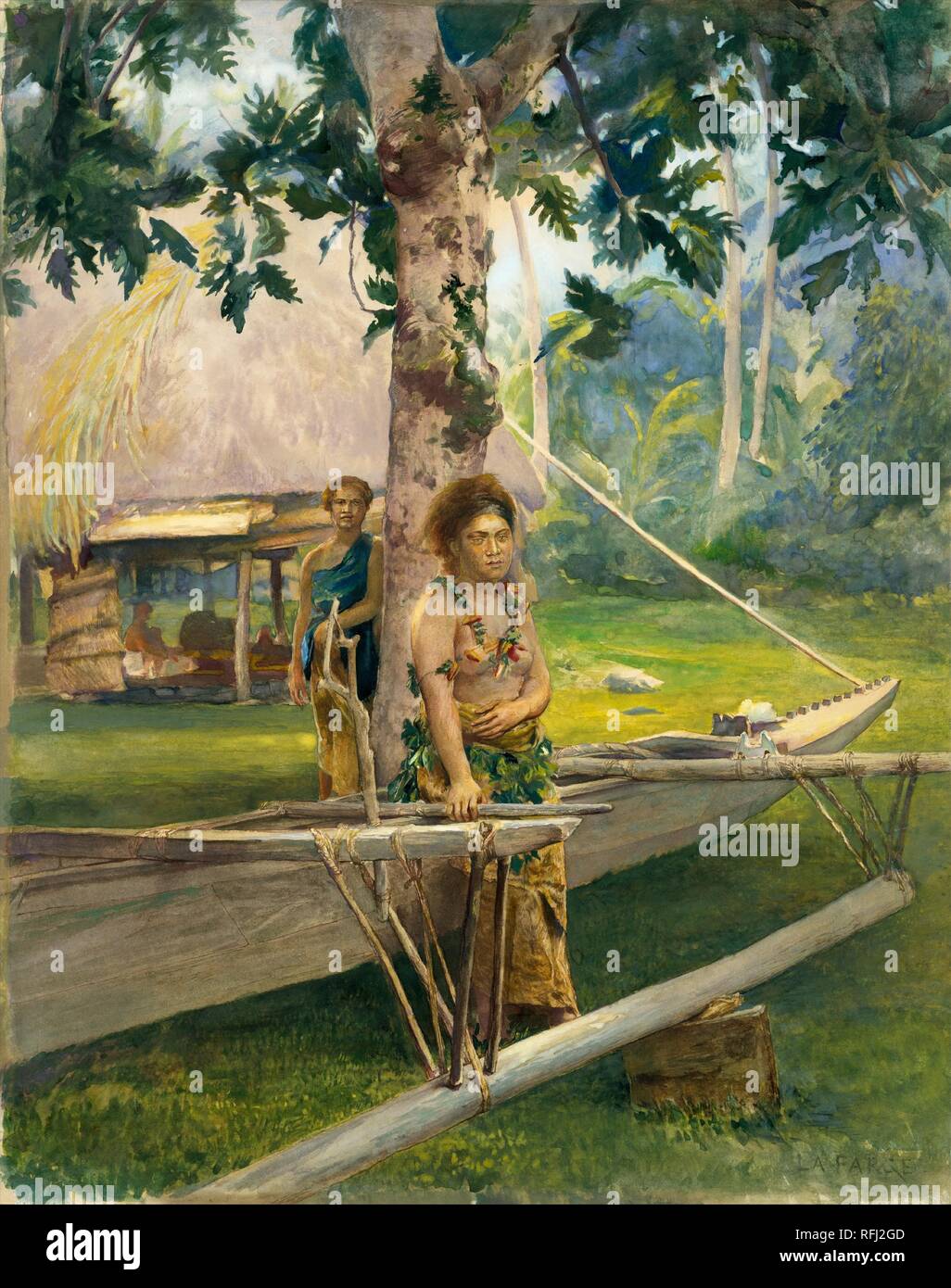 Ritratto di Faase, il Taupo o ufficiale, Vergine di Fagaloa Bay e il suo Duenna, Samoa. Artista: John La Farge (American, New York 1835-1910 Providence, Rhode Island). Dimensioni: 23 1/16 x 17 5/16 in. (58,6 x 44 cm). Data: 1891 (?). Museo: Metropolitan Museum of Art di New York, Stati Uniti d'America. Foto Stock