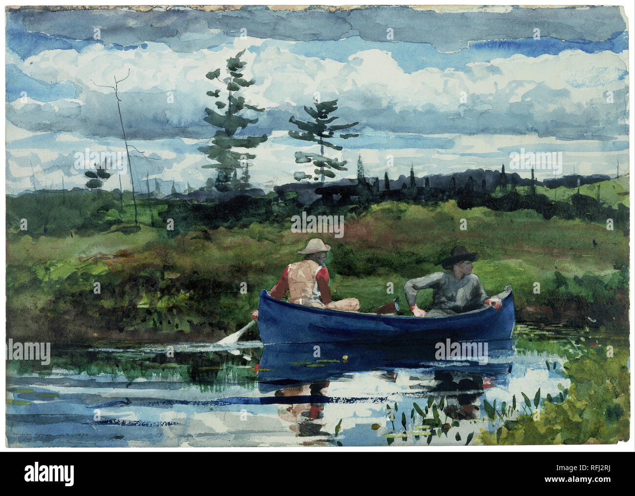 La barca blu. Data/Periodo: 1892. La pittura. Acquerello su matita su carta. Altezza: 38,6 cm (15,1 in); Larghezza: 54,6 cm (21,4 in). Autore: Winslow Homer. Omero, Winslow. Foto Stock