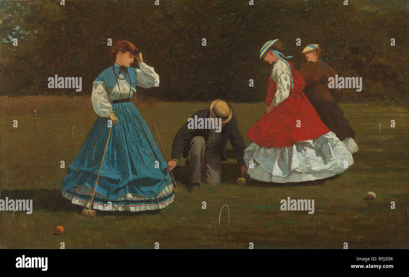 Croquet scena. Data/Periodo: 1866. La pittura. Olio su tela. Altezza: 40,3 cm (15,8 in); Larghezza: 66,2 cm (26 in). Autore: Winslow Homer. Omero, Winslow. Foto Stock