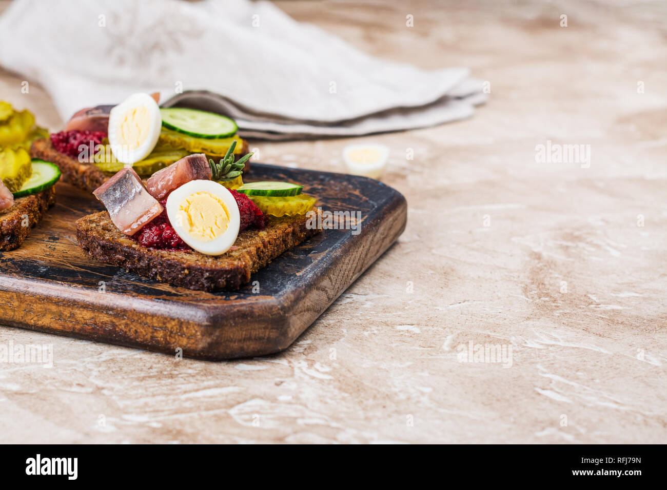 Sandwich olandese smorrebrod Foto Stock