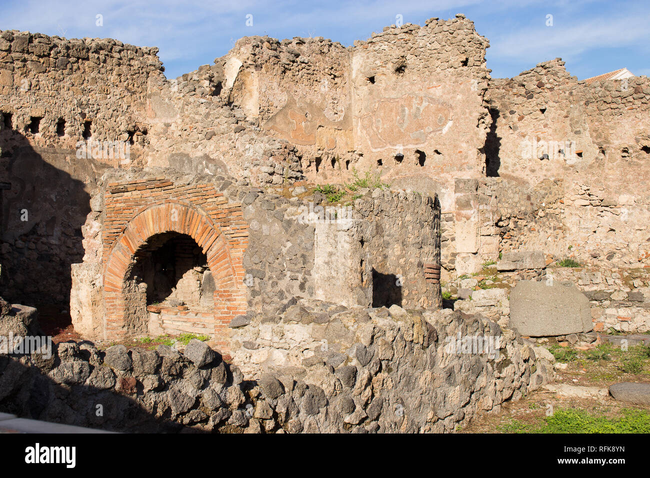 Pompei è un antica città sepolta nel 79 D.C. dall'eruzione del Vesuvio Foto Stock