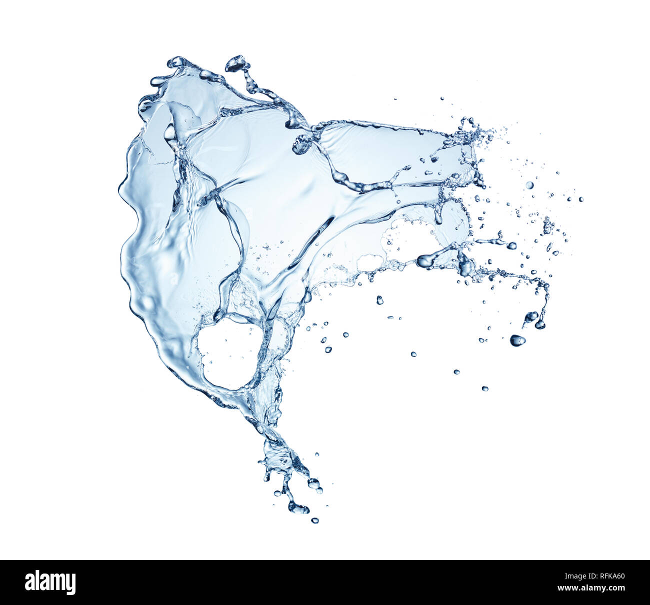 Unico tocco di blu acqua isolati su sfondo bianco Foto Stock