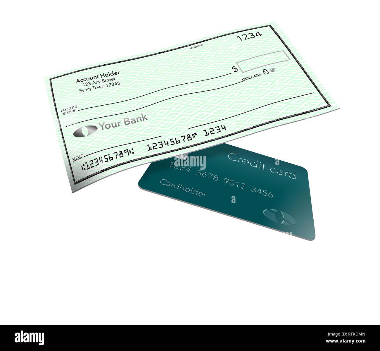 Personal assegni bancari da un singolo controllo account è raffigurata qui. Si tratta di un'illustrazione. Foto Stock