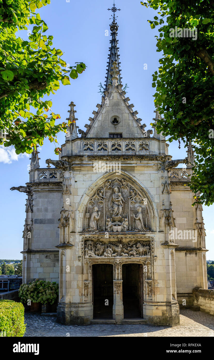 Francia, Indre et Loire, Amboise, castello di Amboise, Saint Hubert cappella // Francia, Indre-et-Loire (37), Amboise, castello di Amboise, chapelle Saint-Hubert Foto Stock