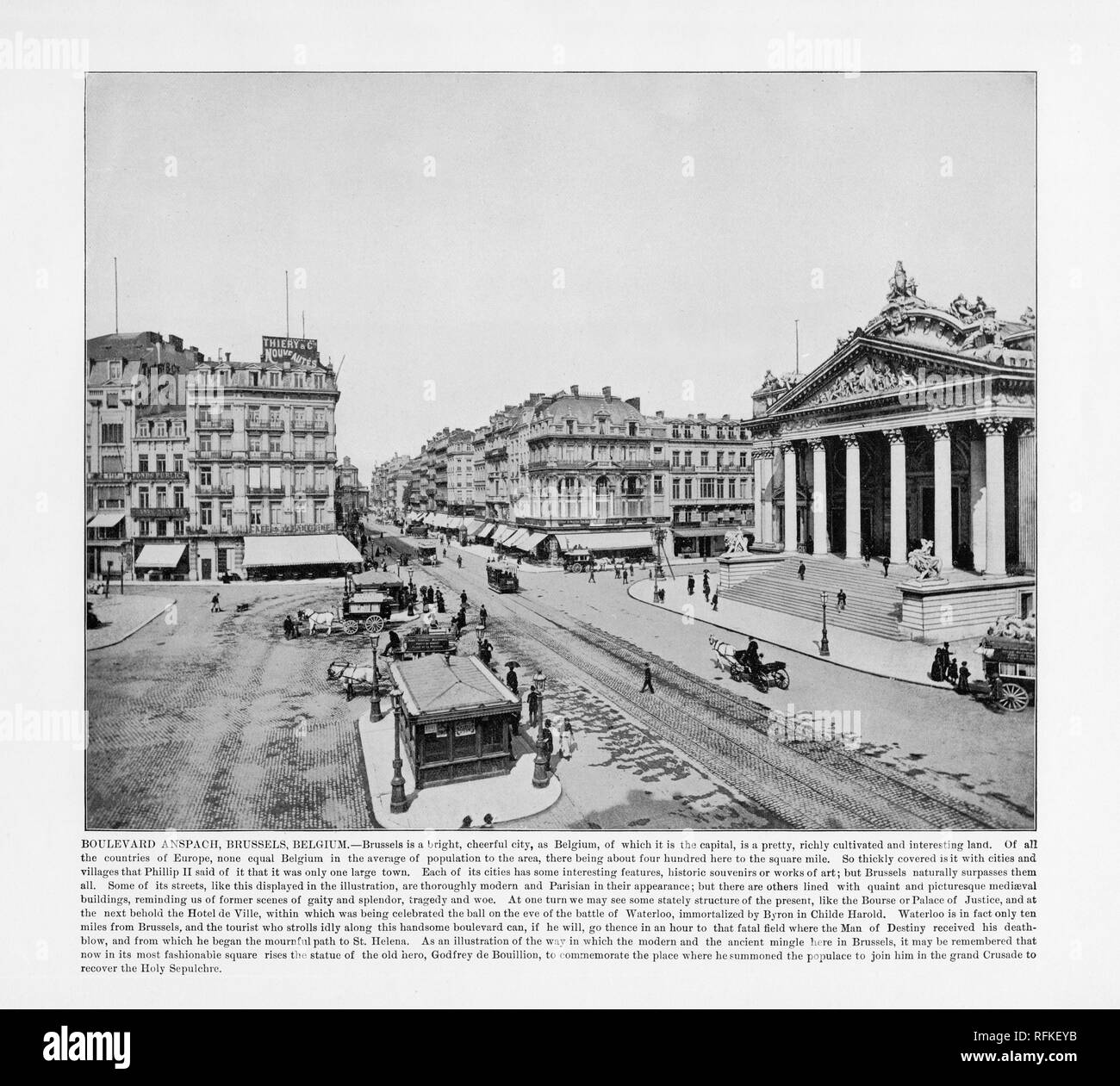 Boulevard Anspach, Bruxelles, Belgio, Olanda, antichi Belgio fotografia, 1893 Foto Stock