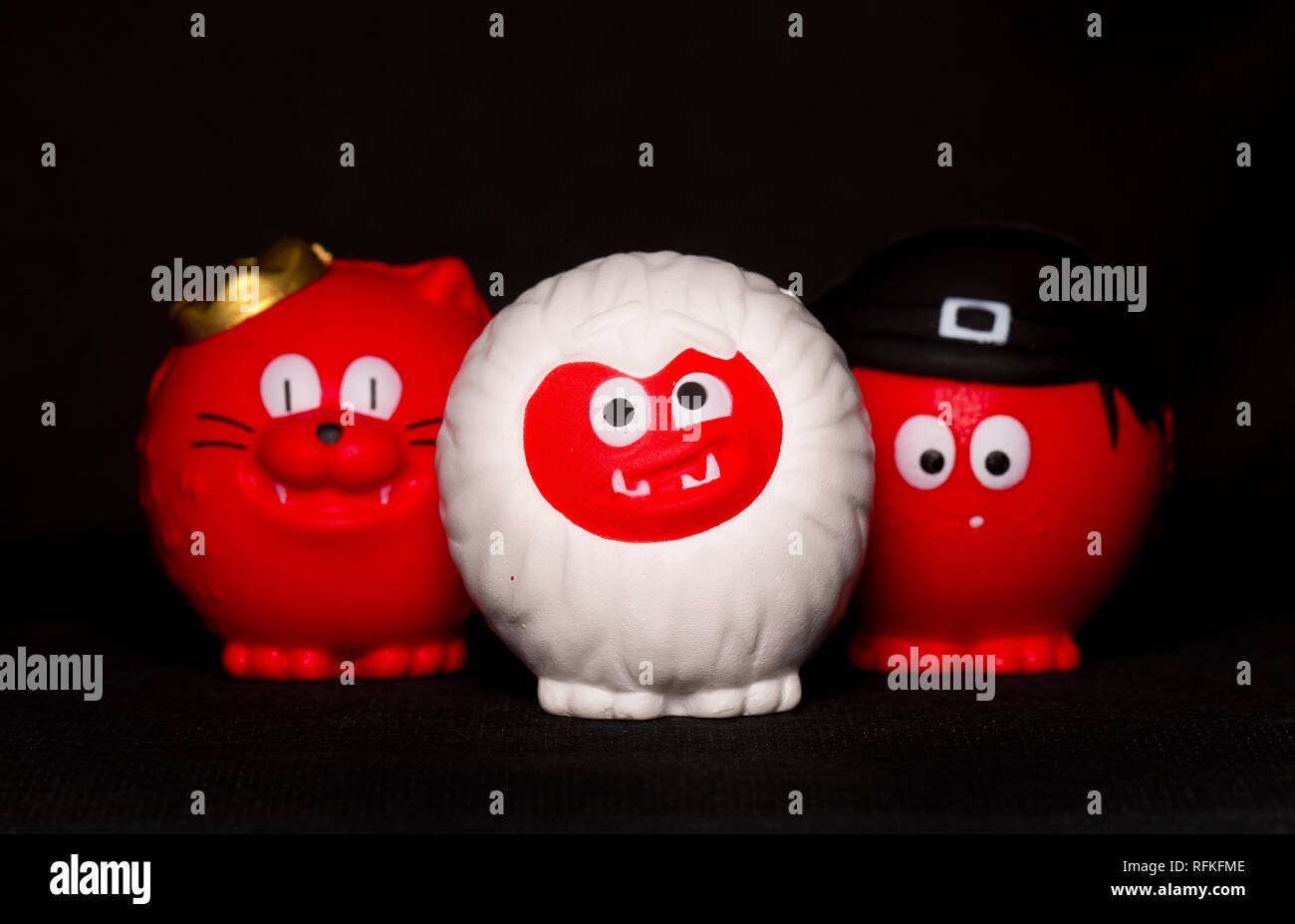 (L-R) Snufflekins, l abominevole Snoseman, Honkus Ponkus - 2019 design naso rosso per il sollievo comico. Foto Stock