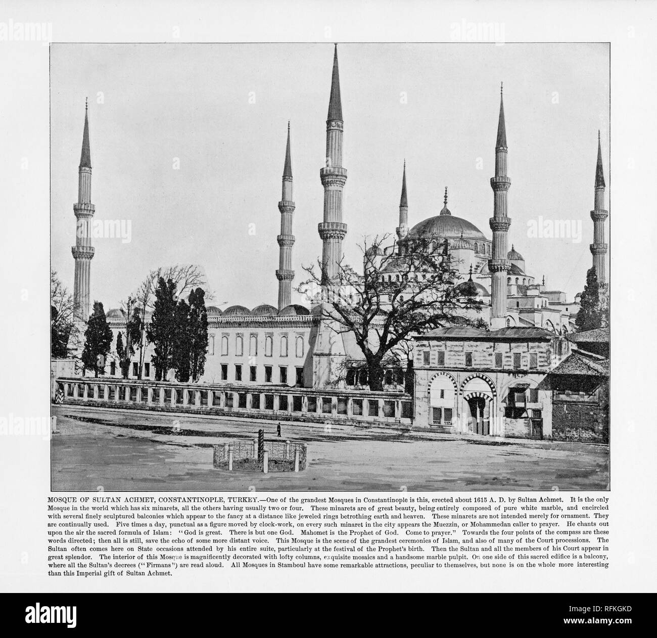 Moschea del Sultano Achmet, Istanbul, Turchia, turchi antichi fotografia, 1893 Foto Stock