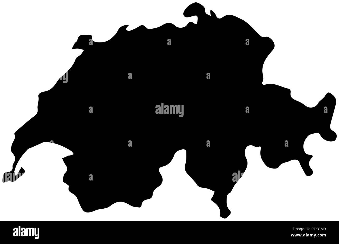 Confederazione Svizzera Paese illustrazione mappa isolato nero Foto Stock