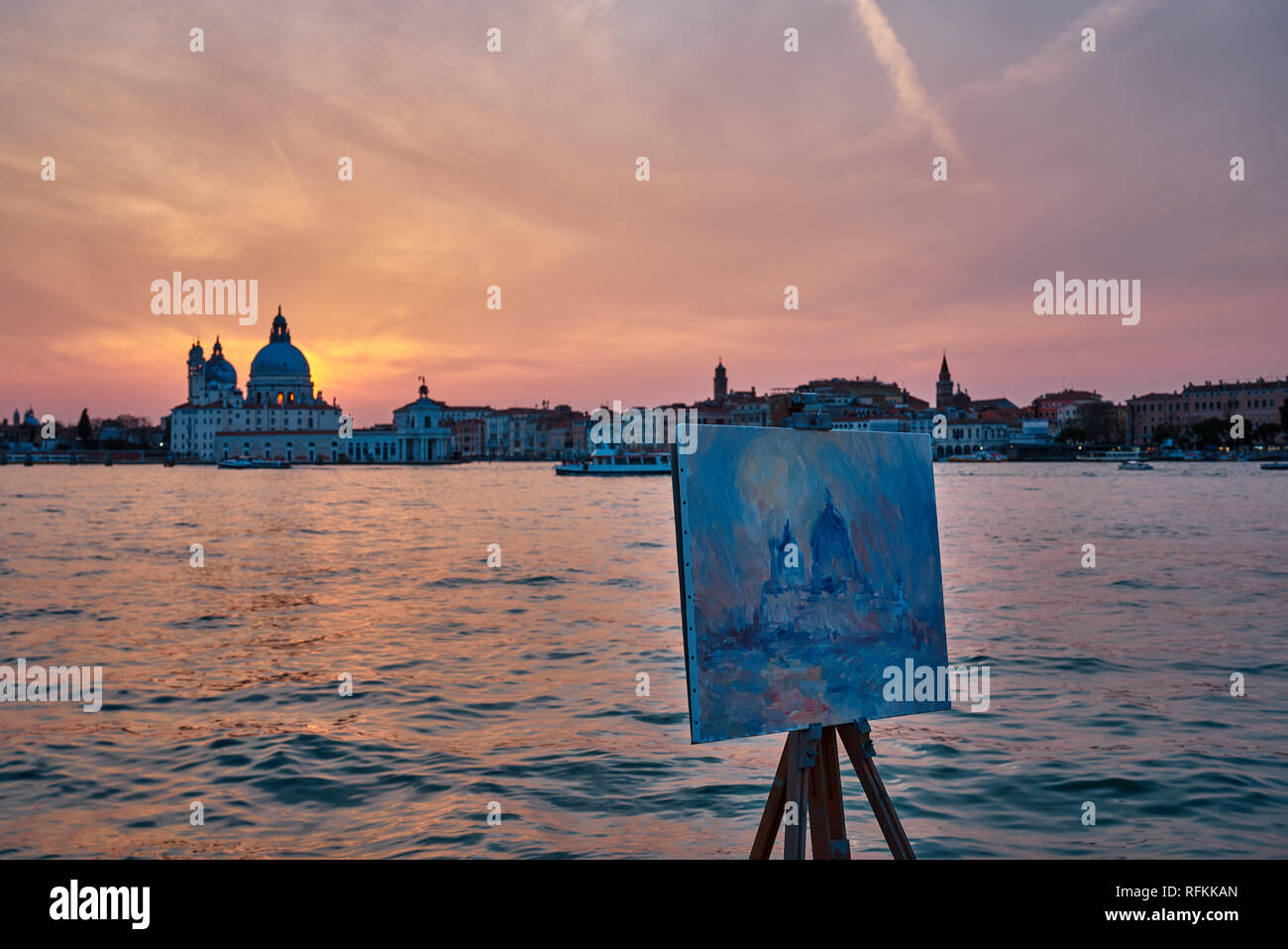 Santa Maria della Salute al bellissimo tramonto, Venezia, Italia, Europa Foto Stock