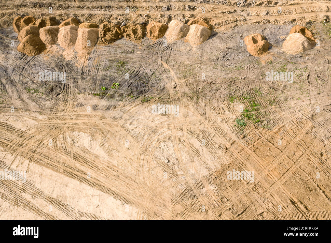 Drone immagine della zona della città Pronto per nuova costruzione dopo la pianificazione dei lavori Foto Stock