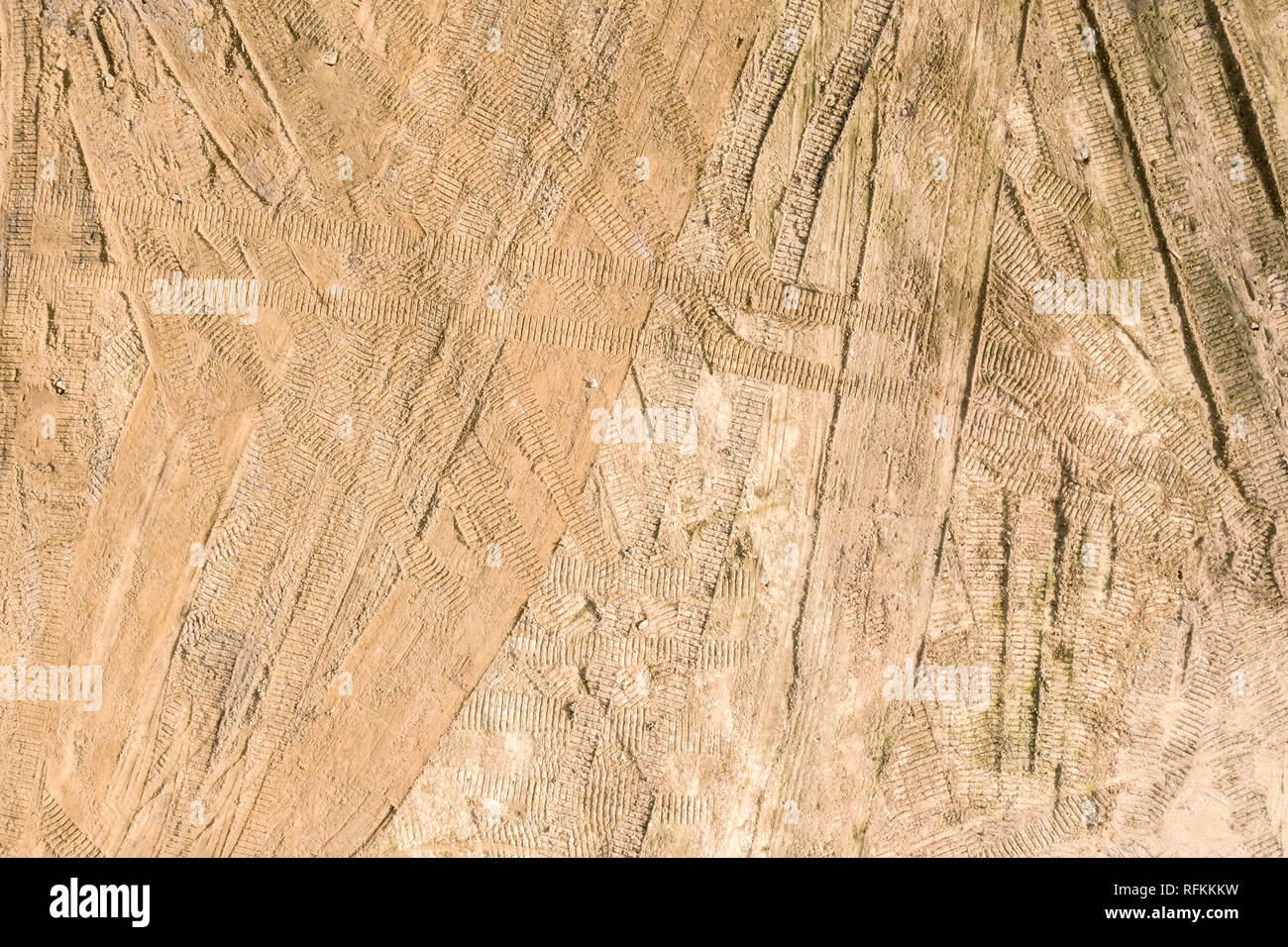 Costruzione immagine di sfondo. vista aerea del cantiere pronto per il nuovo edificio dopo lavori di piallatura Foto Stock