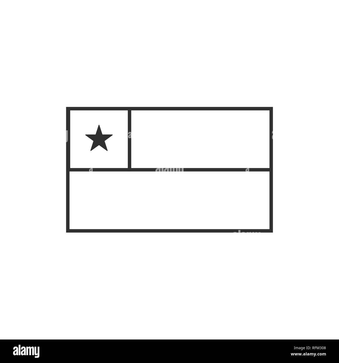 Bandiera del Cile icona nella sagoma nera design piatto. Giorno di indipendenza o giornata nazionale il concetto di vacanza. Illustrazione Vettoriale