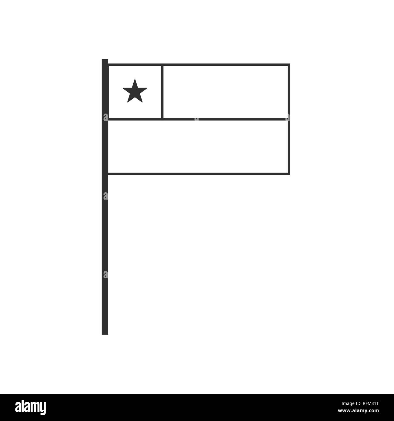 Bandiera del Cile icona nella sagoma nera design piatto. Giorno di indipendenza o giornata nazionale il concetto di vacanza. Illustrazione Vettoriale