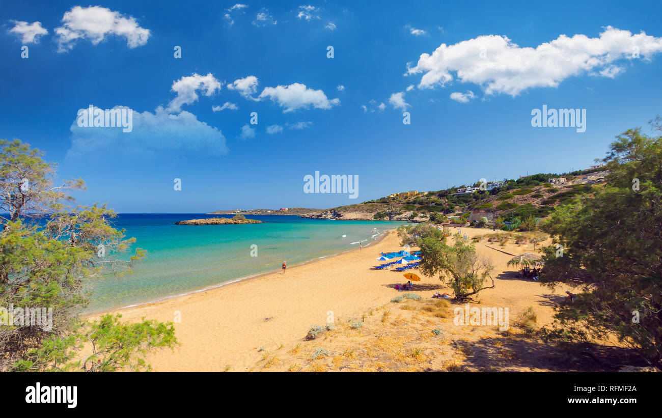 Spiaggia di Kalathas, Creta, Grecia. Kalatha è una delle migliori spiagge di Creta Foto Stock
