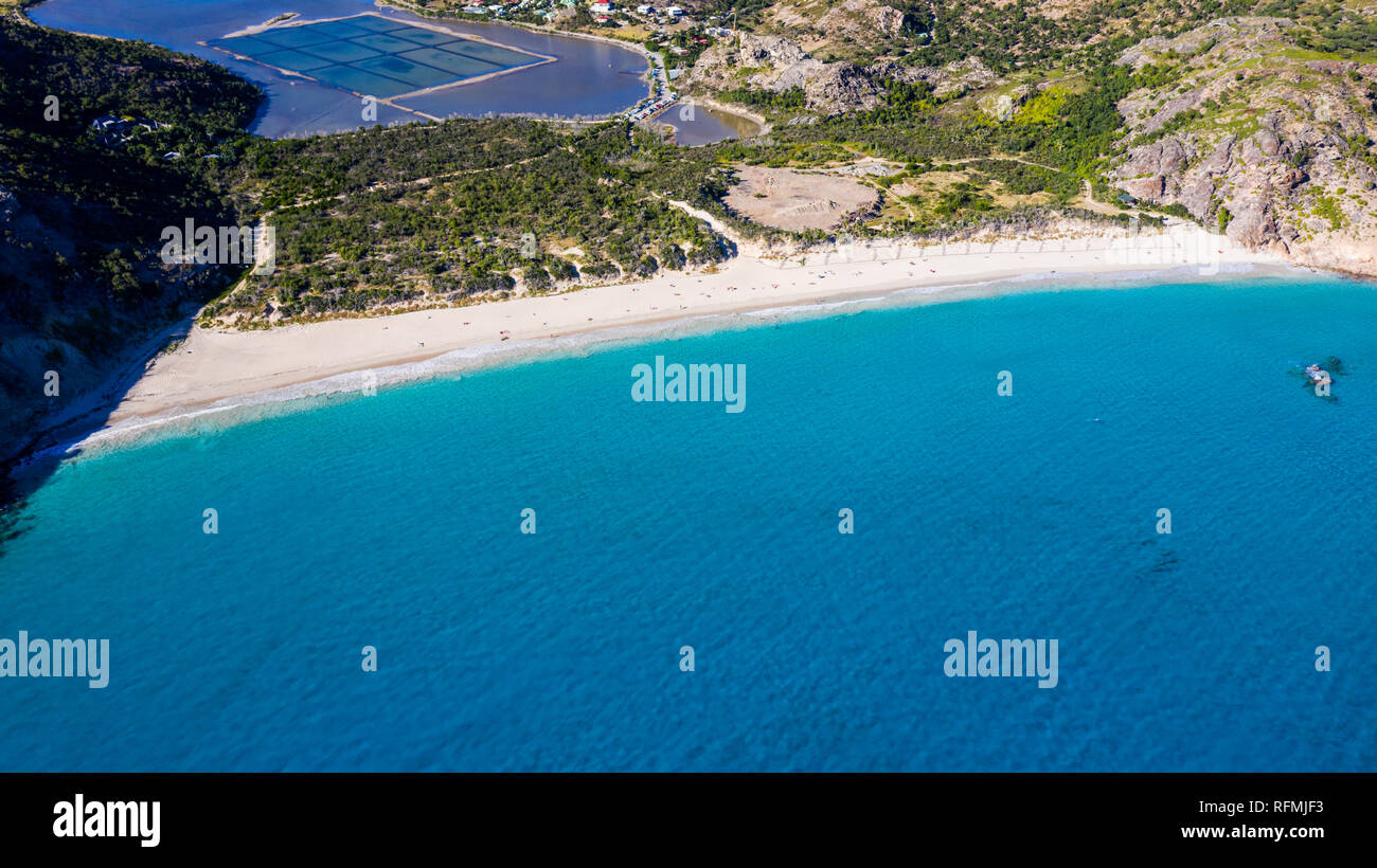 Anse de grande soluzione salina o Salines spiaggia, San Bartolomeo o St Barths o St Barts, Mar dei Caraibi Foto Stock