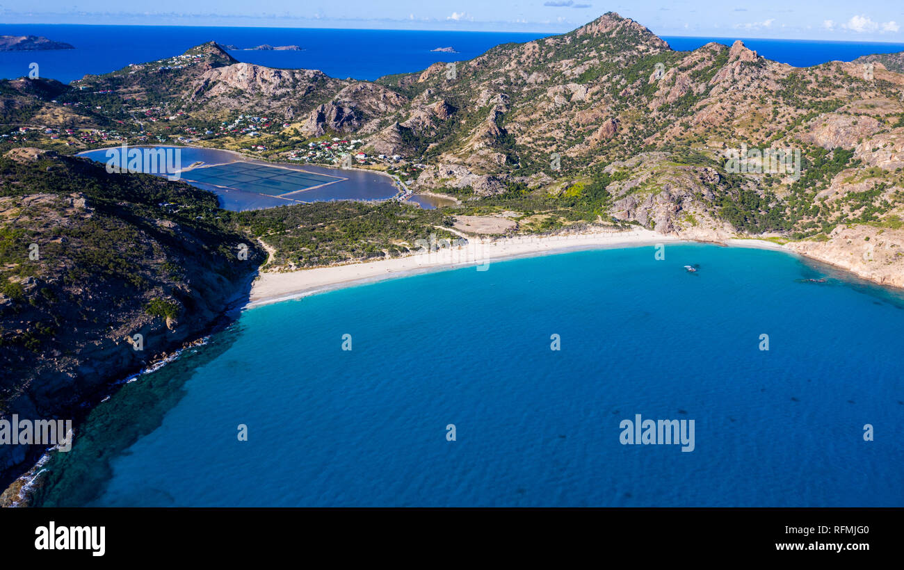 Anse de grande soluzione salina o Salines spiaggia, San Bartolomeo o St Barths o St Barts, Mar dei Caraibi Foto Stock