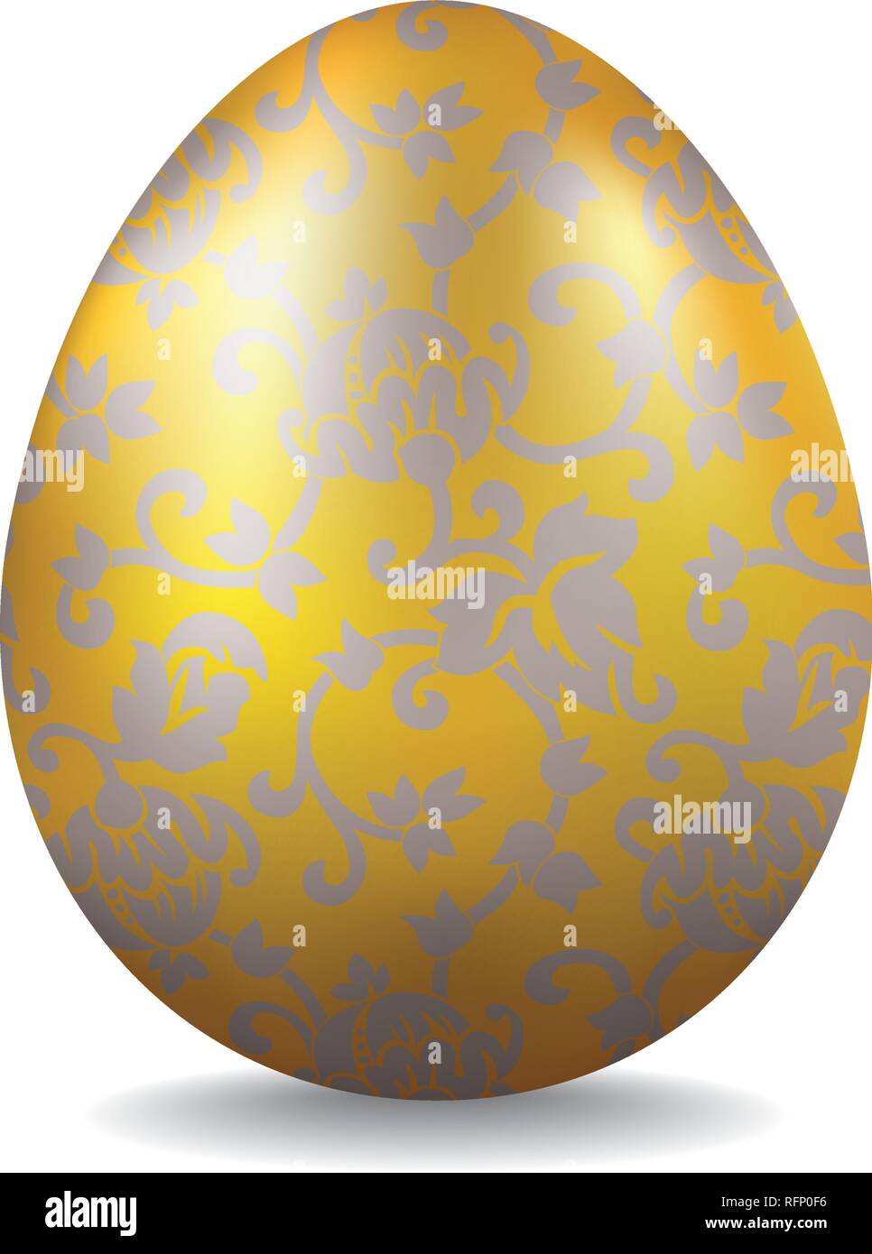 Golden uovo di pasqua con argento motivo floreale illustrazione vettoriale Illustrazione Vettoriale