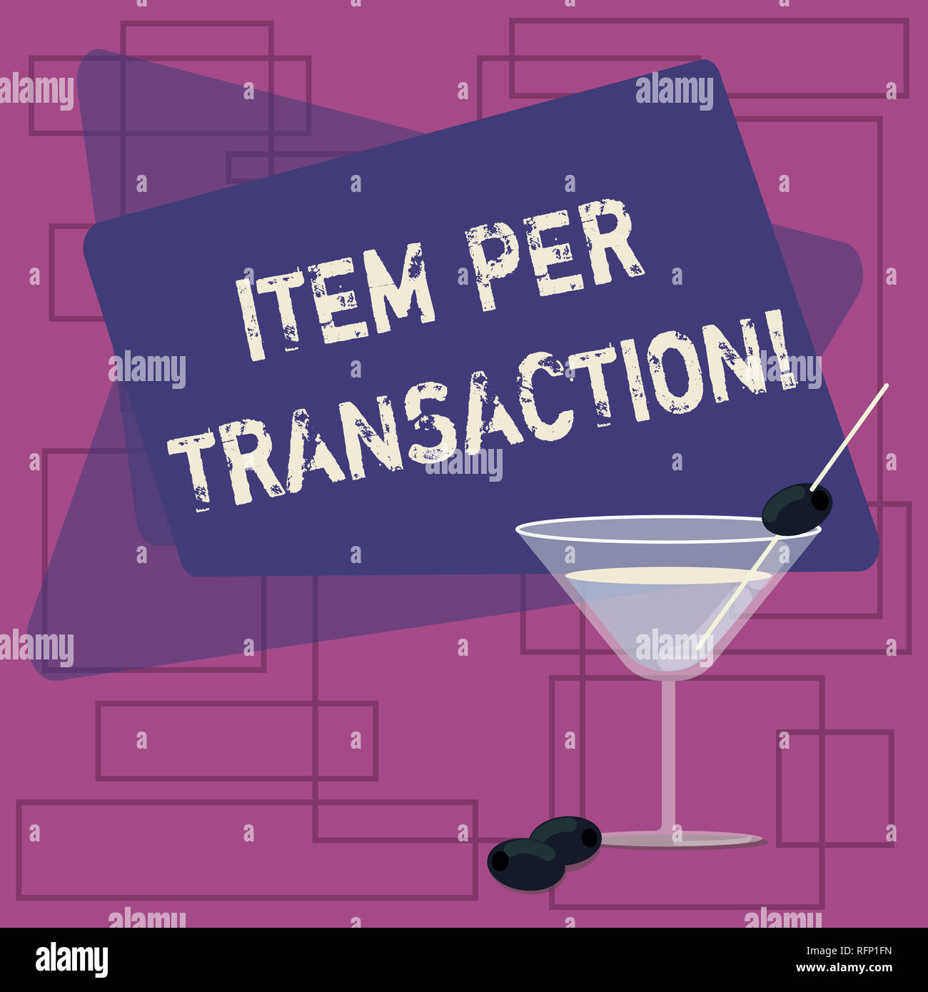Segno di testo che mostra la voce per ogni transazione. Foto concettuale numero medio di prodotti venduti in ciascun cliente trattare riempito di vino Cocktail di vetro con olio di oliva o Foto Stock