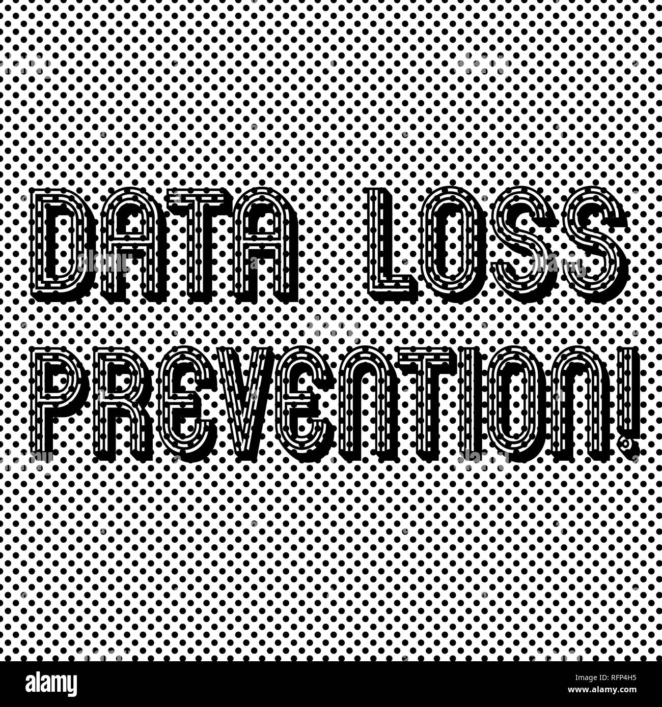 Segno di testo mostra Prevenzione della perdita di dati. Foto concettuale software che rileva potenziali violazioni di dati senza interruzioni a pois Effetto Pixel per il Web Design Foto Stock