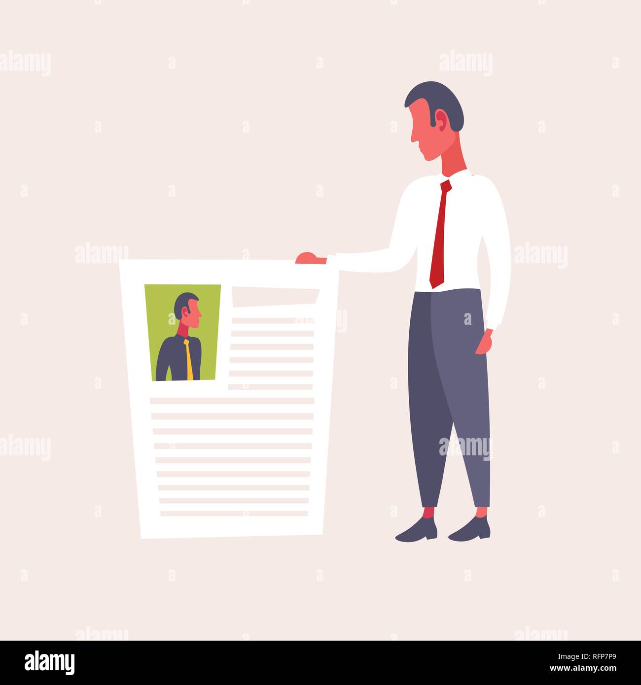 Hr uomo azienda cv forma scelta di riprendere il nuovo posto di lavoro vacante curriculum vitae candidati assunzione concetto di datore di lavoro maschio personaggio dei fumetti a piena lunghezza flat Illustrazione Vettoriale