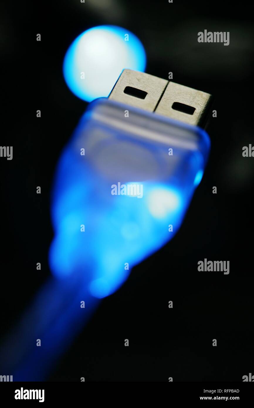 DEU, Germania : Cavo USB, connettore USB di un personal computer. USB 2.0 connessione higspeed. Foto Stock