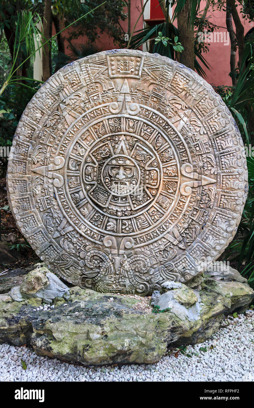 Calendario Maya Yucatan Messico Foto Stock