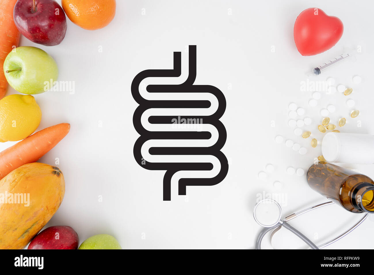 Buona salute intestino intestino alimenti per la salute dell'intestino Foto Stock