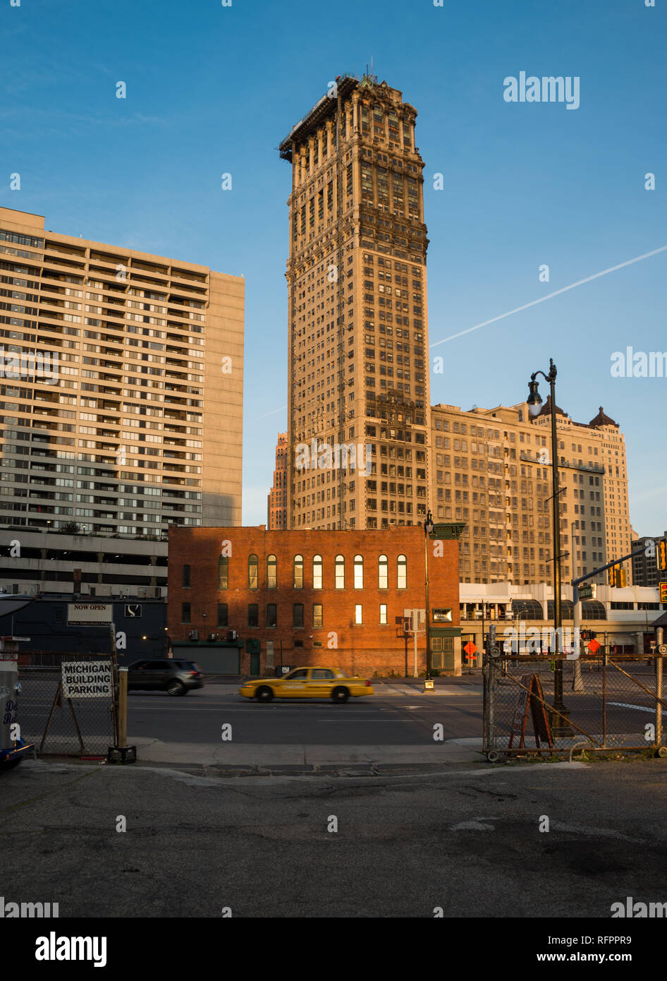 Street View di area del centro cittadino di Detroit negli Stati Uniti Foto Stock
