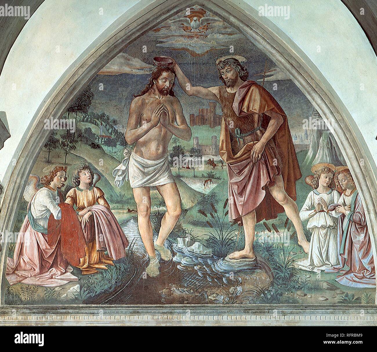 Il Battesimo di Cristo. Museo: Chiesa di Sant'Andrea, San Donnino. Autore: GHIRLANDAIO, Domenico. Foto Stock
