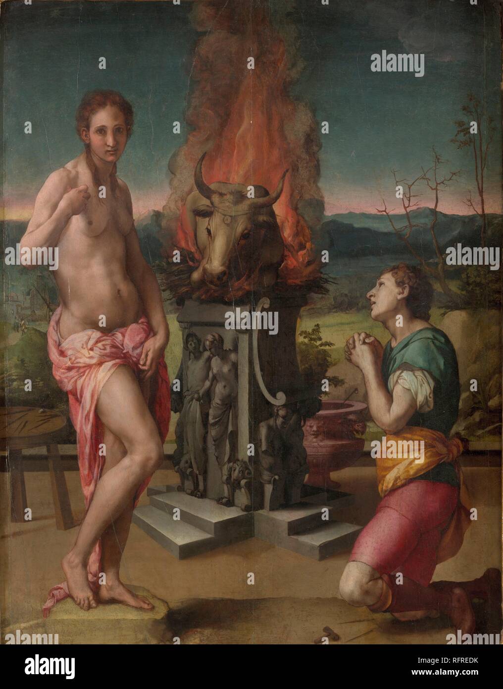 Pigmalione e Galatea. Museo: Galleria degli Uffizi di Firenze. Autore: Bronzino. Foto Stock