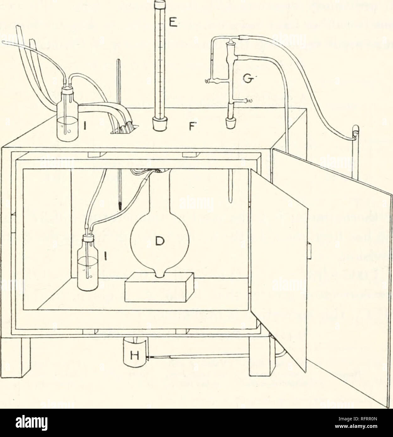 . Carnegie Institution di Washington la pubblicazione. Metodi e apparecchiature. 21 temperatura dell'aria nel forno, e un tubo per aria compressa. Per mezzo di questo tubo aria compressa, che precedentemente è stata fatta passare attraverso un indicatore al di fuori del forno, è condotto in una bottiglia di acqua messo in forno e infine passa in una successione di bolle in alto attraverso l'acqua nel vaso dewar stesso. Da mantenere automaticamente l'aria in forno alla stessa temperatura dell'acqua nel pallone, eventuali piccole perdite di calore dal pallone è evitato. L'aria esterna-spazio e involucro di amianto anche gli aiuti in Foto Stock
