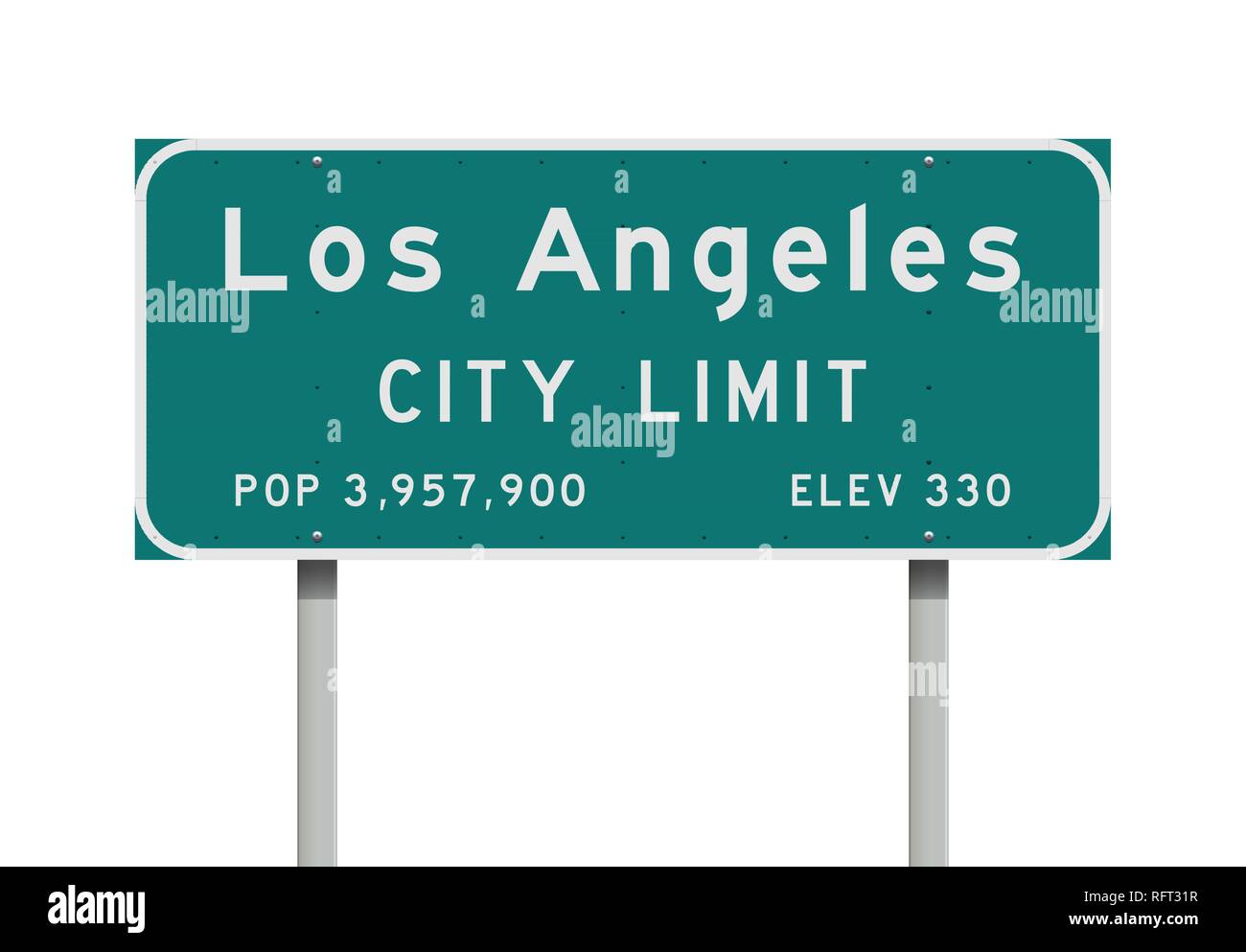 Illustrazione Vettoriale del Los Angeles City limitare cartello verde Illustrazione Vettoriale