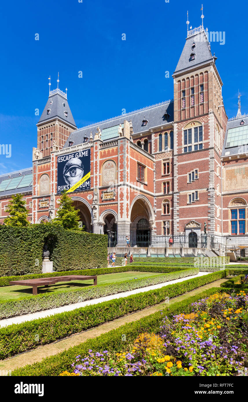 Giardini del Rijksmuseum, olandese Art Gallery and Museum di Amsterdam, Olanda Settentrionale, Paesi Bassi, Europa Foto Stock