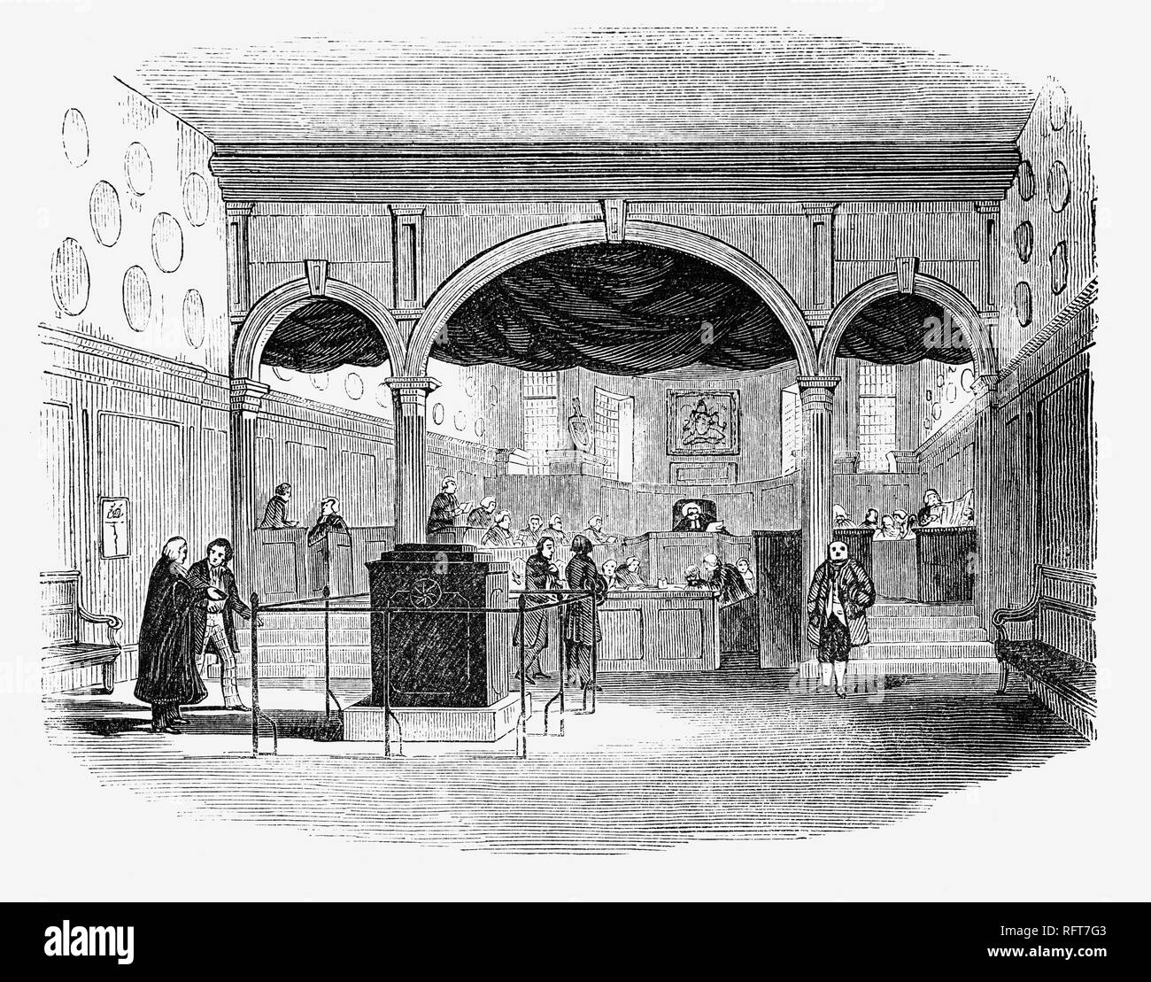 La Hall of Doctors' Commons, chiamata anche College of Civilyla, era una società di avvocati che praticavano il diritto civile a Londra. Come gli Inns di Corte degli avvocati comuni, la società aveva edifici con sale dove i suoi membri vivevano e lavoravano, e una grande biblioteca. I procedimenti giudiziari dei tribunali di diritto civile si sono svolti anche in Medici' Commons. Foto Stock